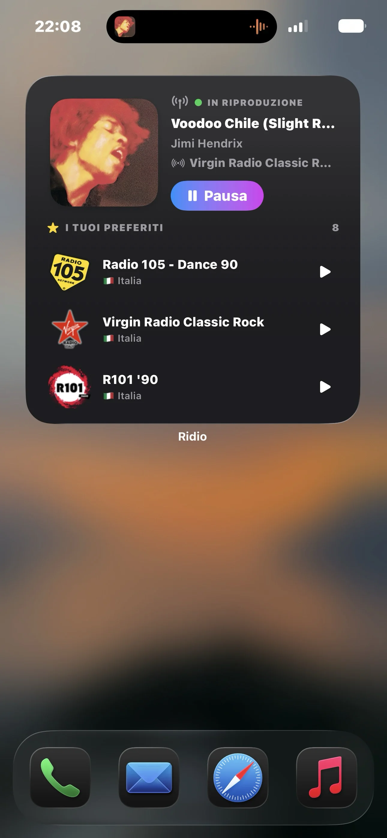 Widget Ridio per la home